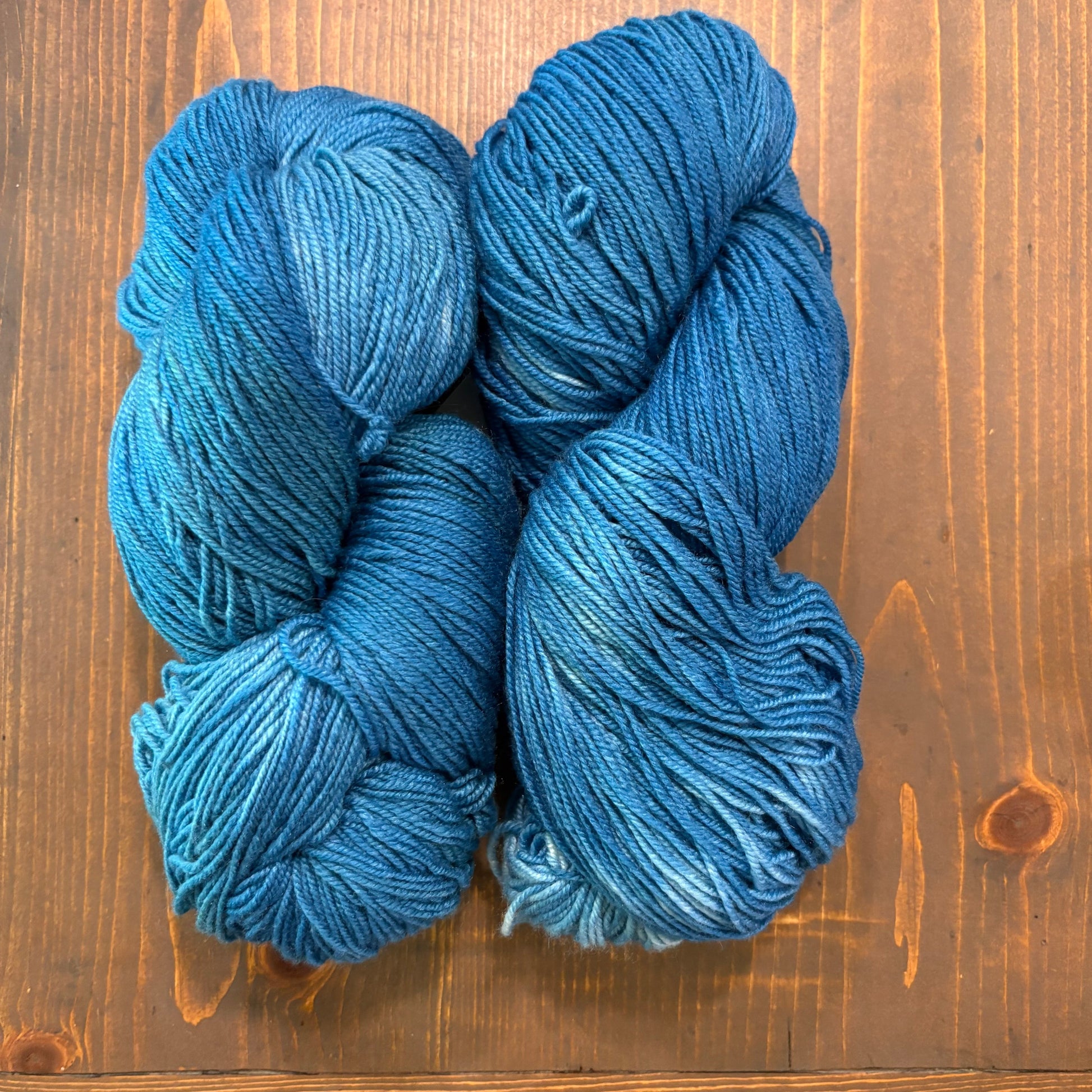 Hand dyed Merino/silk blend yarn in a blue shade